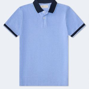 Contrast Tipped Piqué Polo - Blue Tint