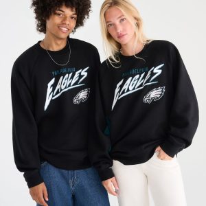 Philadelphia Eagles Colorblock Crew Sweatshirt - Black