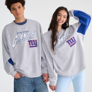 New York Giants Colorblock Crew Sweatshirt - Light Heather Grey