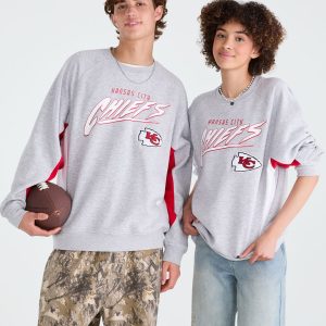 Kansas City Chiefs Colorblock Crew Sweatshirt - Light Heather Grey