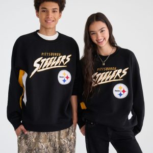 Pittsburgh Steelers Colorblock Crew Sweatshirt - Black