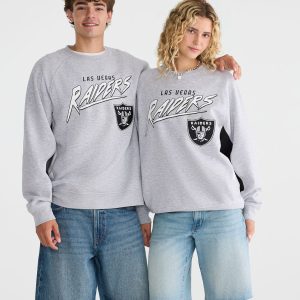Las Vegas Raiders Colorblock Crew Sweatshirt - Light Heather Grey