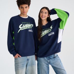 Seattle Seahawks Colorblock Crew Sweatshirt - Navy