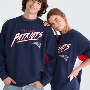 New England Patriots Colorblock Crew Sweatshirt - Navy