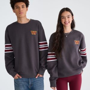 Washington Commanders Striped Sleeve Crew Sweatshirt - Slate Gray
