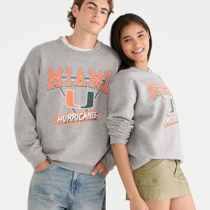 Miami Hurricanes Crew Sweatshirt - Light Heather Grey