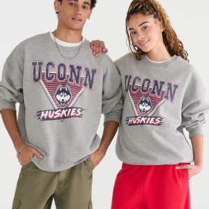 UConn Huskies Crew Sweatshirt - Light Heather Grey