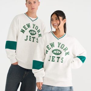 New York Jets V-Neck Sweatshirt - Light Heather Grey