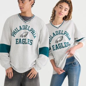 Philadelphia Eagles V-Neck Sweatshirt - Light Heather Grey