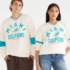 Miami Dolphins V-Neck Sweatshirt - Cream