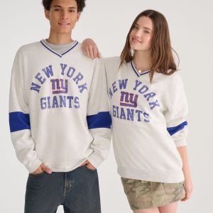 New York Giants V-Neck Sweatshirt - Light Heather Grey