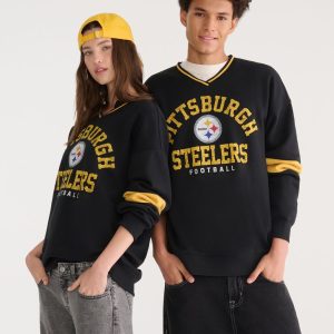 Pittsburgh Steelers V-Neck Sweatshirt - Black