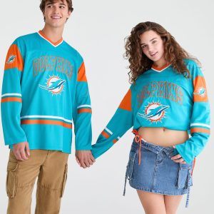 Long Sleeve Miami Dolphins V-Neck Top - Teal