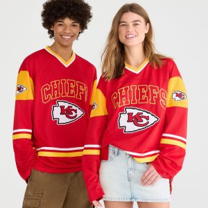 Long Sleeve Kansas City Chiefs V-Neck Top - Red