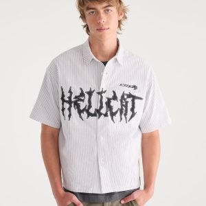 Dodge SRT Hellcat Striped Boxy Shirt - White