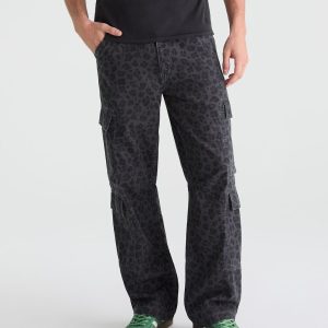 Leopard Print Baggy Cargo Pants - Magnet
