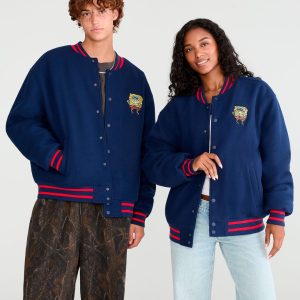 SpongeBob x Aero Faux Wool Bomber Jacket - Navy