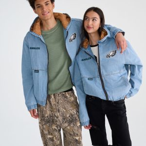 Philadelphia Eagles Full-Zip Hooded Denim Jacket - Destruction