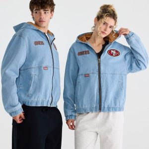 San Francisco 49ers Full-Zip Hooded Denim Jacket - Destruction
