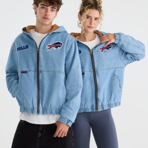 Buffalo Bills Full-Zip Hooded Denim Jacket - Destruction