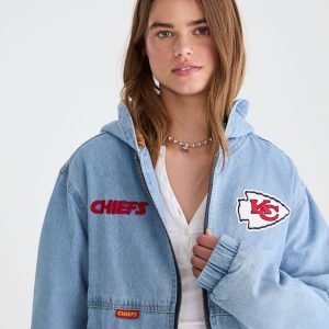 Kansas City Chiefs Full-Zip Hooded Denim Jacket - Destruction
