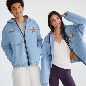 Minnesota Vikings Full-Zip Hooded Denim Jacket - Destruction
