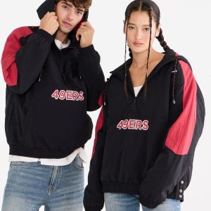San Francisco 49ers Hooded Sideline Jacket - Black