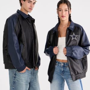Dallas Cowboys Faux Leather Full-Zip Jacket - Black