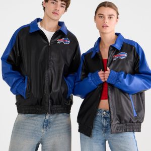 Buffalo Bills Faux Leather Full-Zip Jacket - Black
