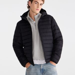 Hooded Midweight Puffer Jacket - Black Fox