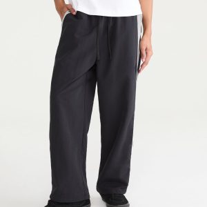 Baggy Colorblock Nylon Track Pants - Black