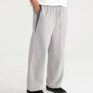 Baggy Colorblock Nylon Track Pants - Grey
