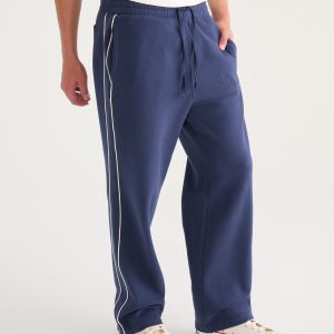 Cloud Soft Piped Stripe Baggy Sweatpants - Indigo Ink