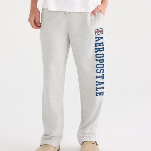 Aeropostale Bear Heritage Fleece Sweatpants - Light Heather Grey