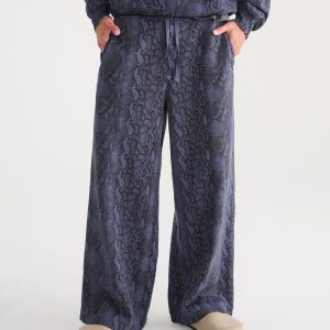 Cloud Soft Snake Print Super Baggy Sweatpants - Lava Stone