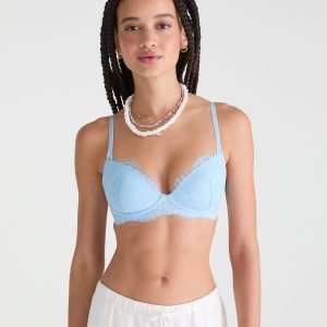 Lightly Lined Lace Bra - Blue Haze
