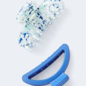 Multi-Shape Claw Hair Clip 2-Pack - Blue