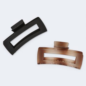 Open Rectangle Claw Hair Clip 2-Pack - Multi