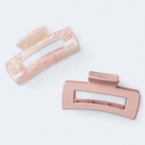 Open Rectangle Claw Hair Clip 2-Pack - Multi