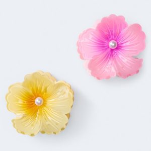 Faux Pearl Flower Claw Hair Clip 2-Pack - Multi