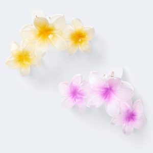 Tropical Flower Trio Claw Hair Clip 2-Pack - Multi