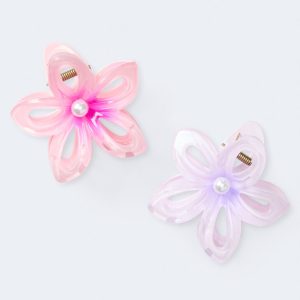 Faux Pearl Flower Claw Hair Clip 2-Pack - Multi
