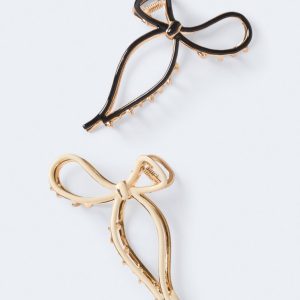 Metal Bow Claw Hair Clip 2-Pack - Multi