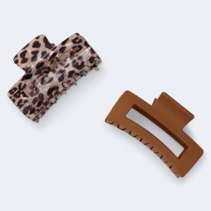 Leopard & Matte Claw Hair Clip 2-Pack - Multi