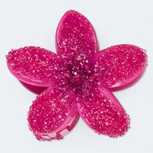Crystal Flower Claw Hair Clip - Pink