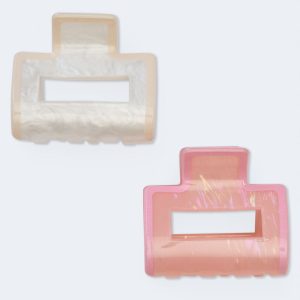 Marble & Iridescent Square Claw Hair Clip 2-Pack - Multi