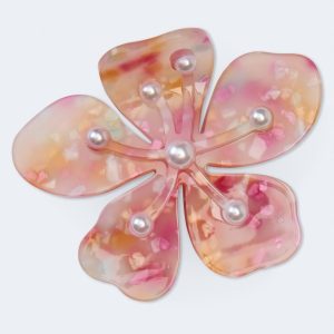 Marbled Flower Claw Hair Clip - Pink