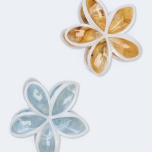 Outlined Flower Claw Hair Clip 2-Pack - Multi