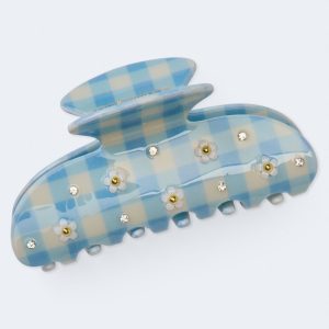 Gingham Flower Claw Hair Clip - Multi