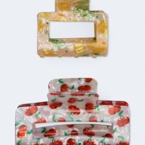 Citrus & Cherry Mixed Claw Hair Clip 2-Pack - Multi